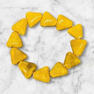 🔵Yellow Ceramic Bead Stretchy Bracelet